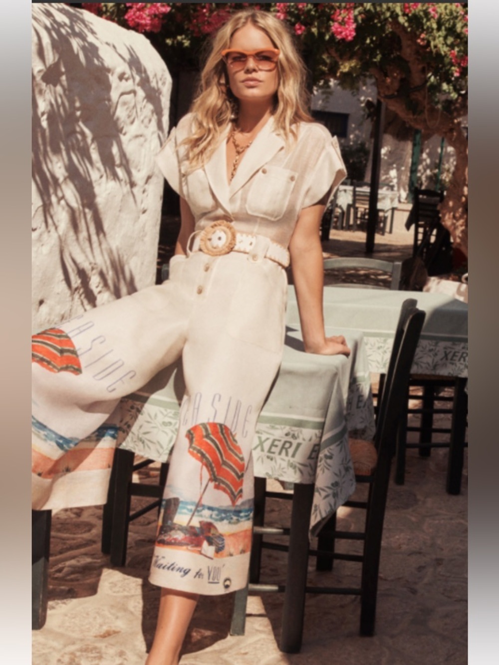 Zimmermann RARE Postcard Resort Belted Linen Silk Wide Leg Crop Jumpsuit 2/M/6-8